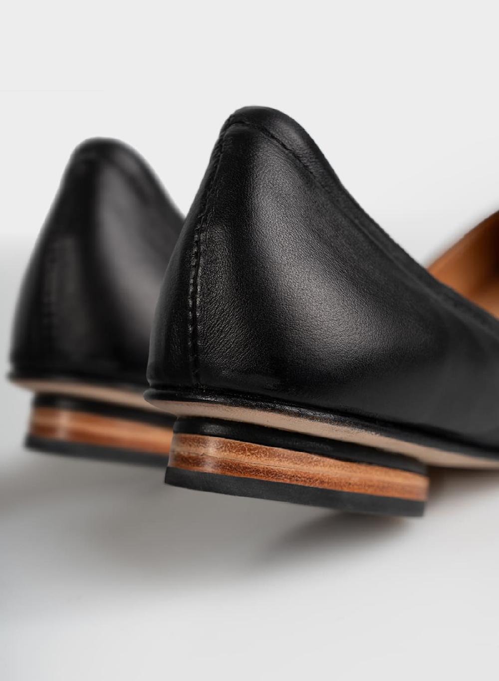 Etiqueta negra Balerina cuero Liquidación