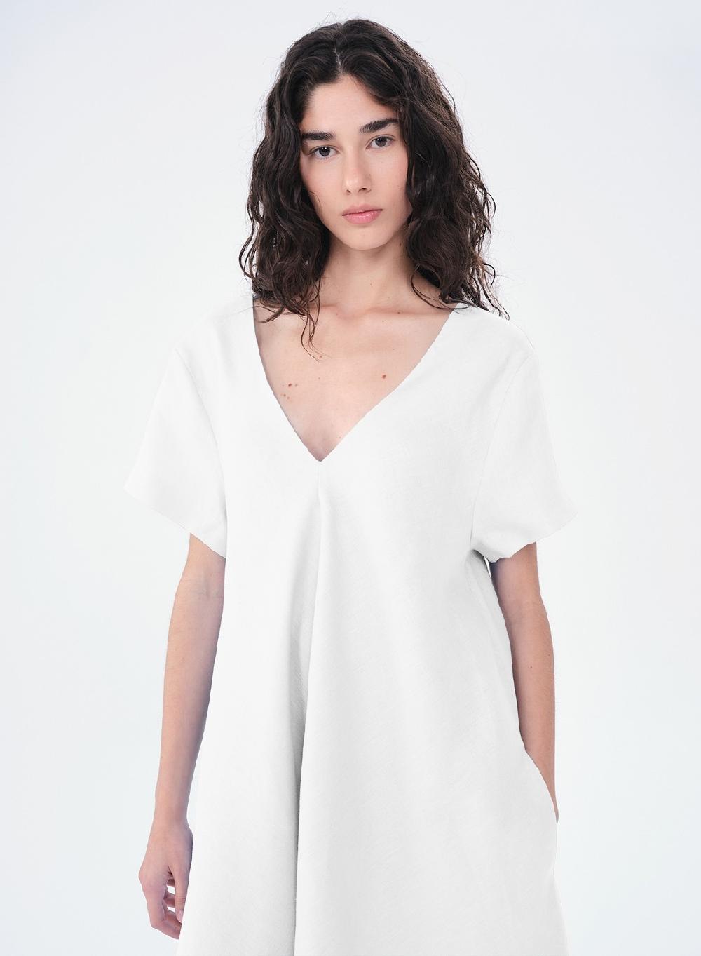 Etiqueta negra Vestido Manga Corta Largo Lino Envío gratis