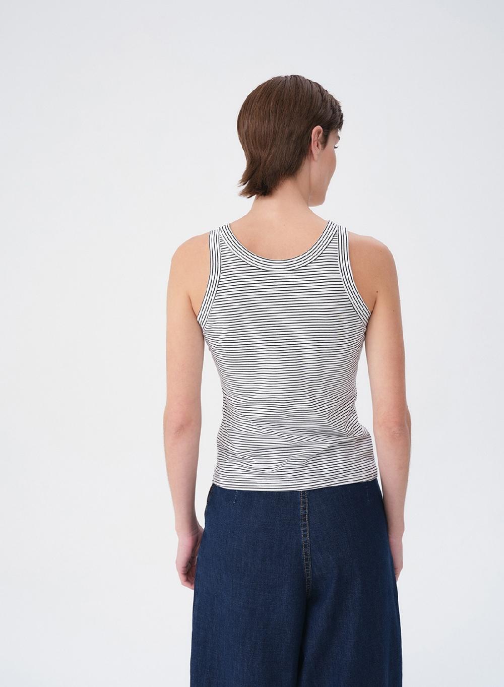 Etiqueta negra MUSCULOSA RAYADA ALGODON LYCRA Oferta especial de fábrica