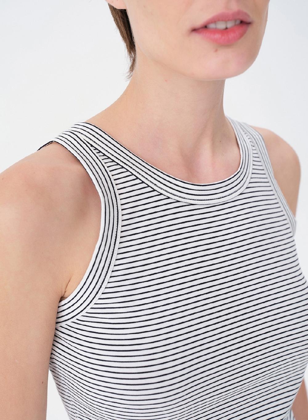 Etiqueta negra MUSCULOSA RAYADA ALGODON LYCRA Oferta especial de fábrica