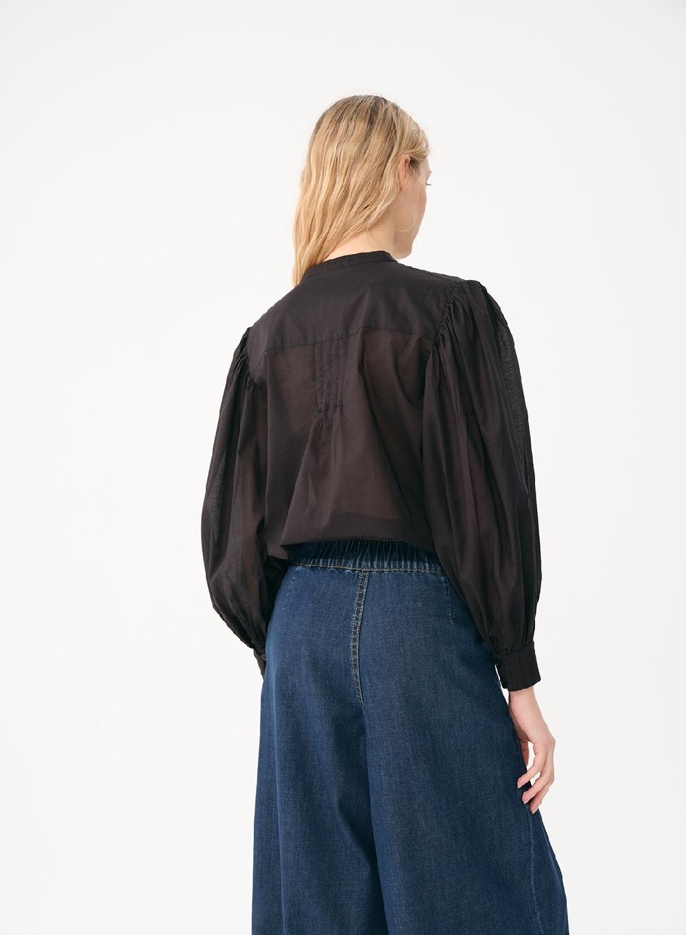 Etiqueta negra Camisa alforzas voile Descuentos del mes