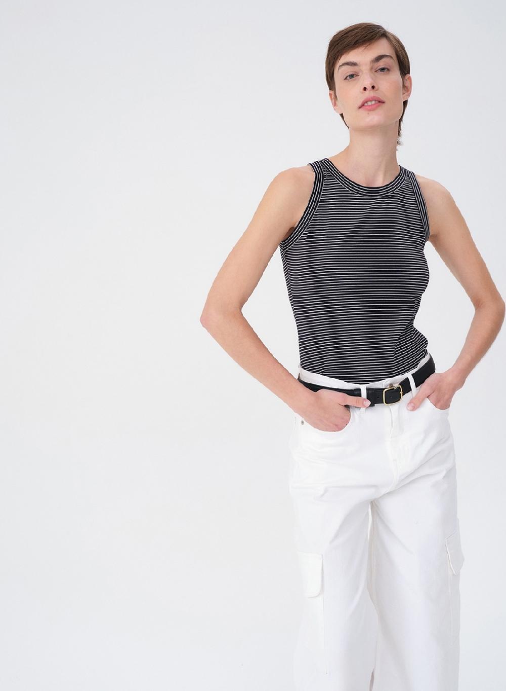 Etiqueta negra MUSCULOSA RAYADA ALGODON LYCRA Última moda