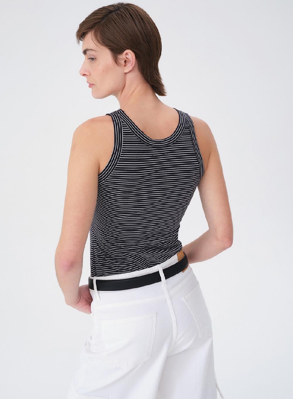 Etiqueta negra MUSCULOSA RAYADA ALGODON LYCRA Última moda
