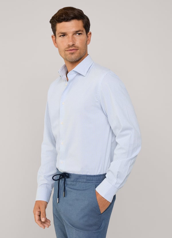 Façonnable camisa sarga cuadros ventana fit regular Venta caliente