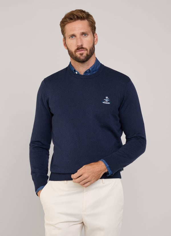 Façonnable jersey cuello redondo pájaro bordado Descuento