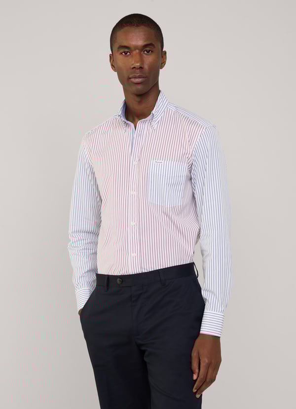 Façonnable camisa popelín rayas finas fit regular Promoción por tiempo limitado