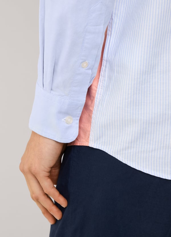 Façonnable camisa oxford color block fit regular Grandes descuentos