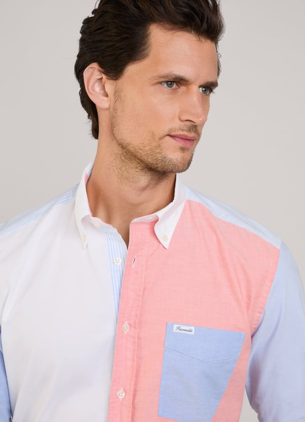 Façonnable camisa oxford color block fit regular Grandes descuentos