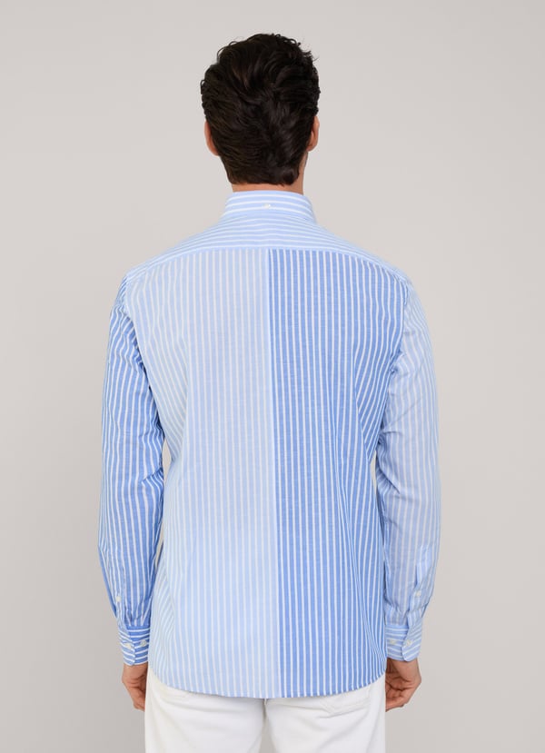 Façonnable camisa algodón lino rayas fit regular Liquidación
