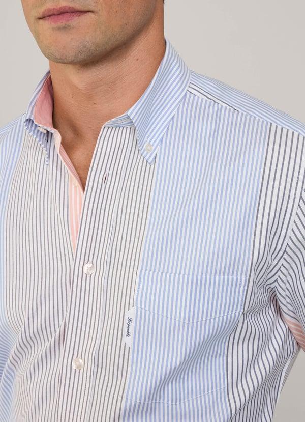 Façonnable camisa oxford rayas bayadere fit regular Libre de impuestos