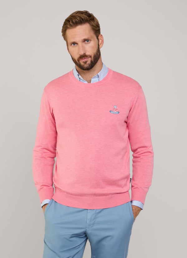 Façonnable jersey cuello redondo pájaro bordado Outlet online