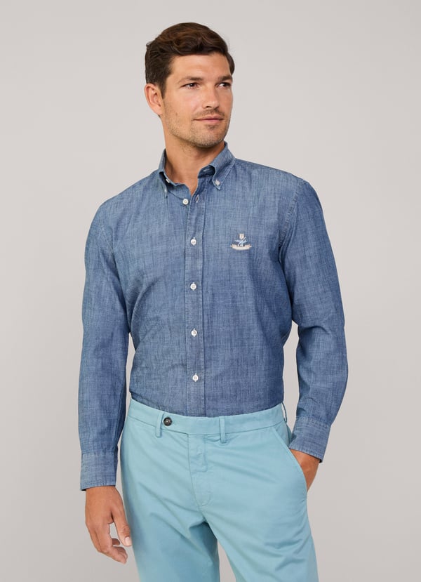 Façonnable camisa chambray fit regular Oferta especial