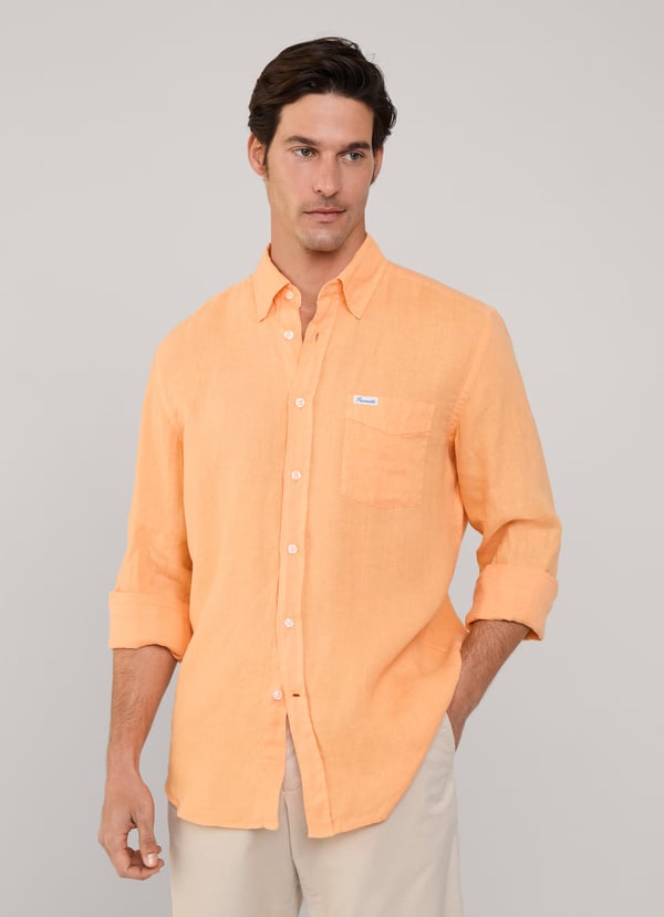 Façonnable camisa de lino fit regular Liquidación