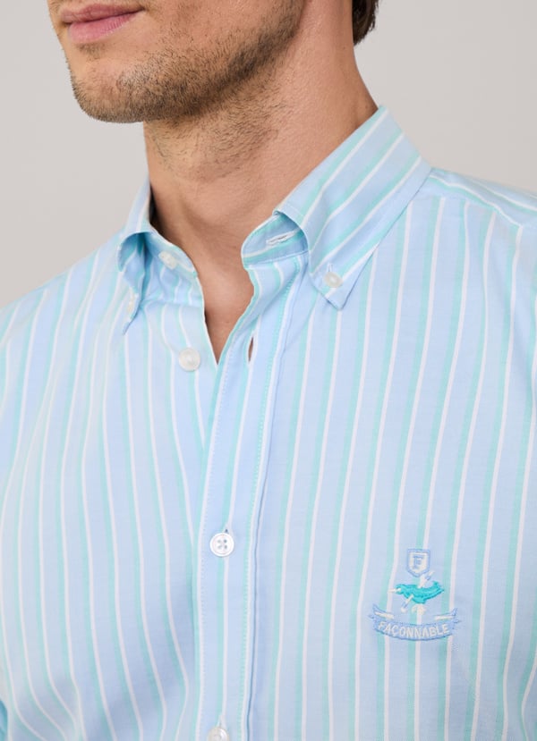 Façonnable camisa oxford rayas regimiento fit regular Grandes ahorros