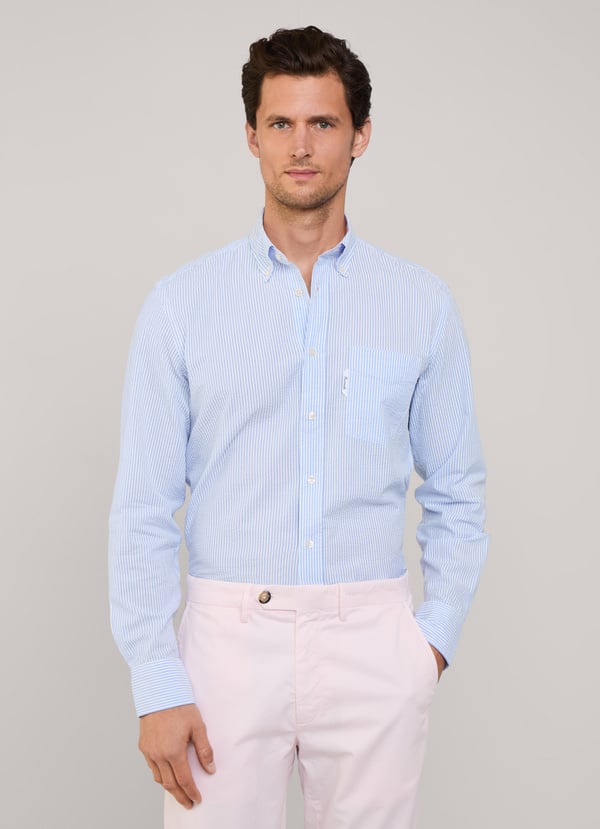Façonnable camisa seersucker rayas bengala fit regular 2025