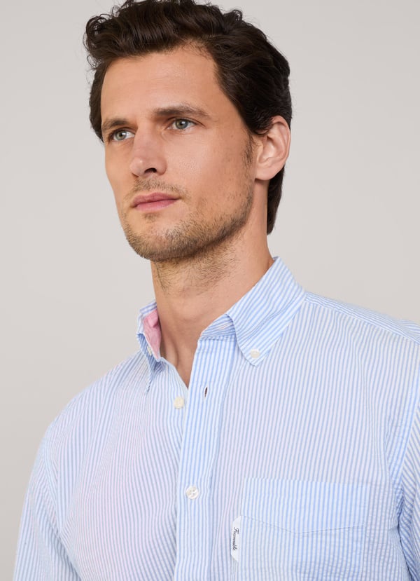 Façonnable camisa seersucker rayas bengala fit regular 2025