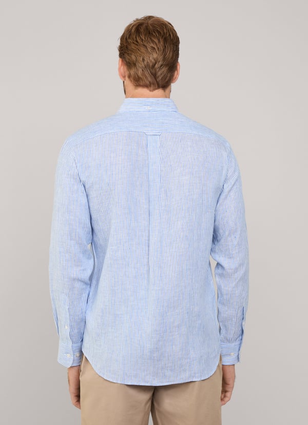 Façonnable camisa de lino rayas bengala fit regular Ofertas