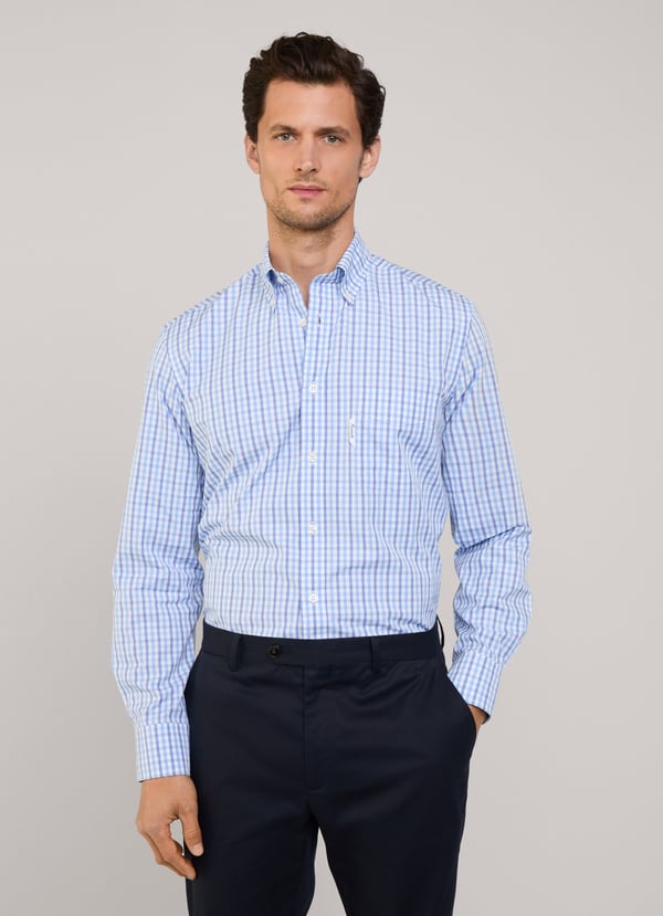 Façonnable camisa fil a fil cuadros vichy fit regular Venta caliente