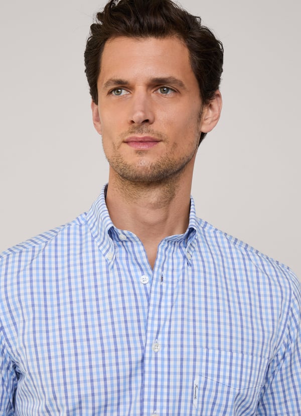 Façonnable camisa fil a fil cuadros vichy fit regular Venta caliente