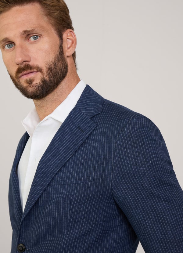 Façonnable americana de lino raya diplomática Mejor oferta