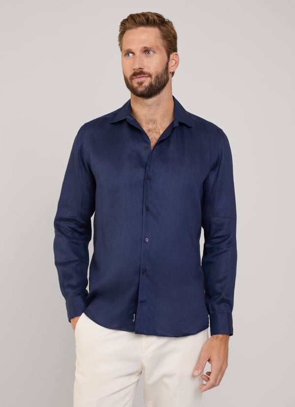 Façonnable camisa de lino fit regular Mejor oferta