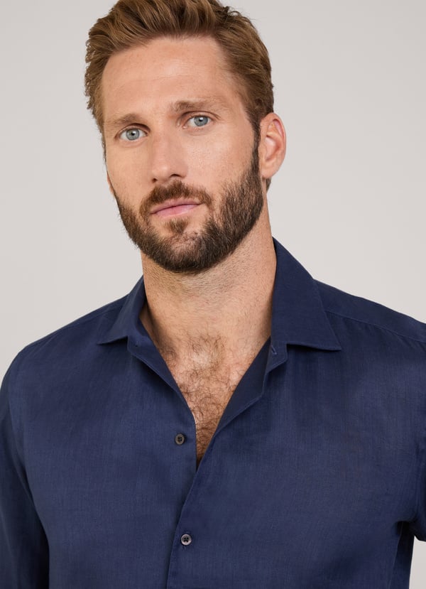 Façonnable camisa de lino fit regular Mejor oferta