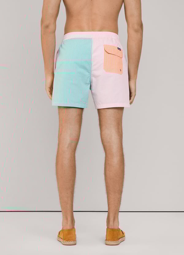 Façonnable bañador bermuda seersucker rayas Tienda de fábrica