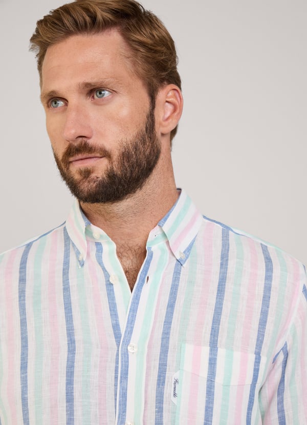 Façonnable camisa de lino rayas anchas fit regular Precio ultrabajo