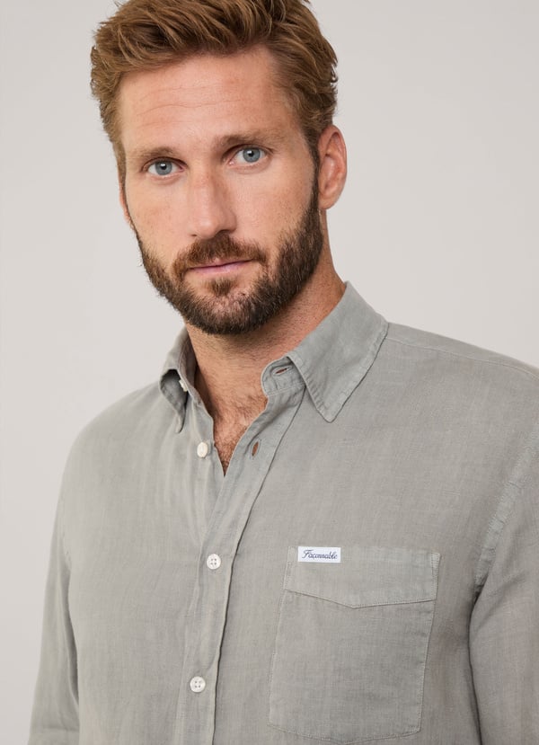 Façonnable camisa de lino fit regular En línea