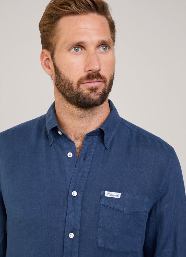 Façonnable camisa de lino fit regular Venta caliente