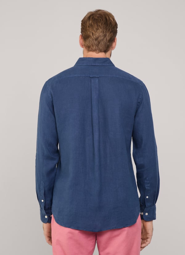 Façonnable camisa de lino fit regular Venta caliente