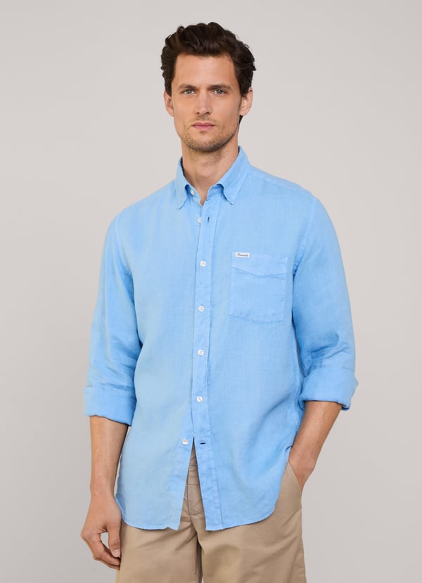 Façonnable camisa de lino fit regular Gran oferta