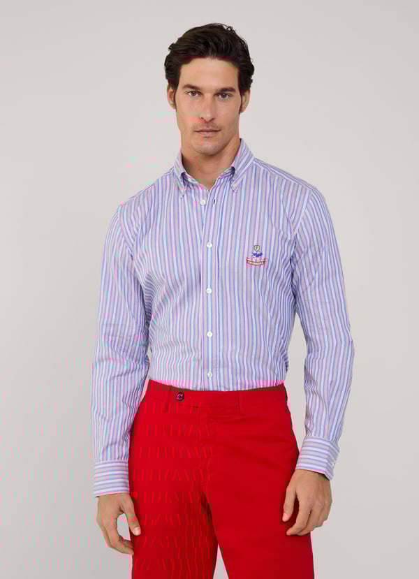Façonnable camisa sarga rayas náuticas fit regular Oferta especial