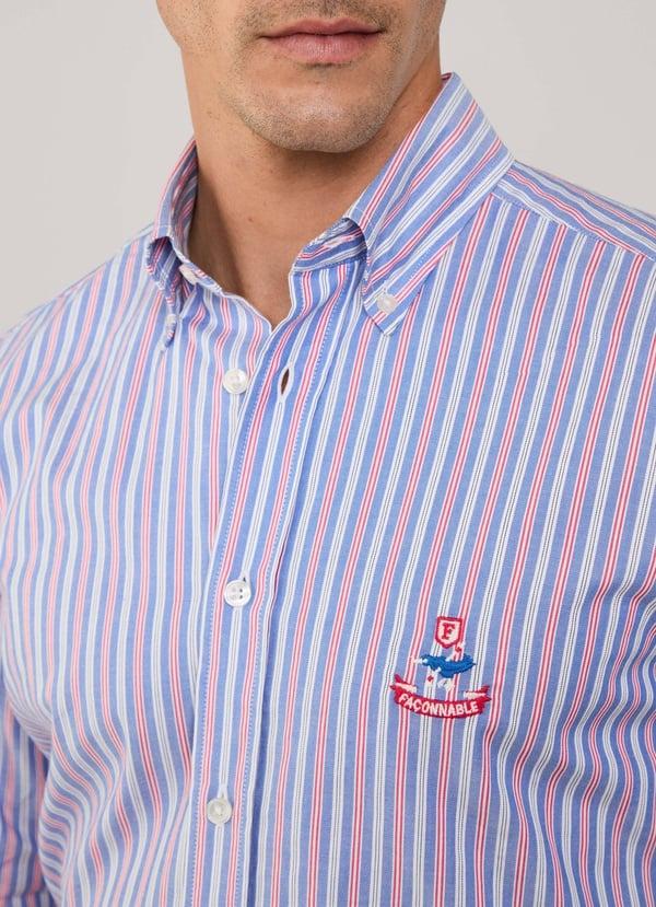 Façonnable camisa sarga rayas náuticas fit regular Oferta especial