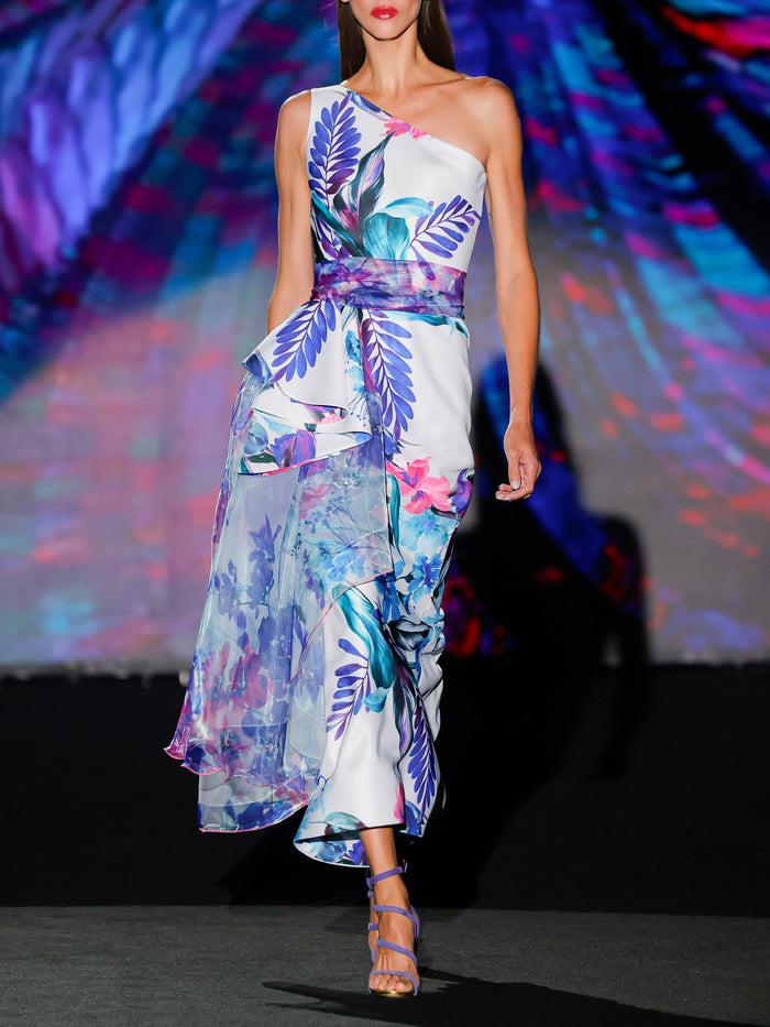 ﻿Hannibal laguna LOOK 1 Vestido KALESA | Vestido de fiesta en raso y organza estampados