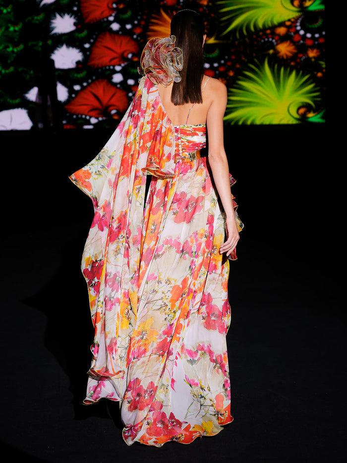 Hannibal laguna LOOK 12 Vestido KORALINE | Vestido de fiesta largo en gasa estampada con motivos florales Limitado a 3 días