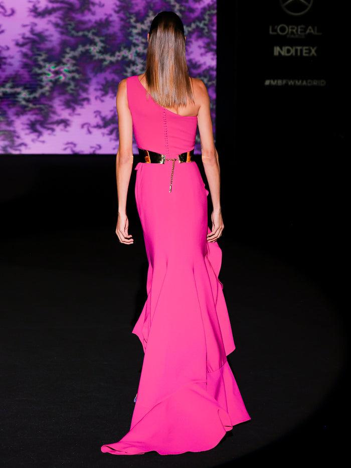 Hannibal laguna LOOK 19 Vestido KAPITEL | Vestido de fiesta largo en crepe grosella Última moda