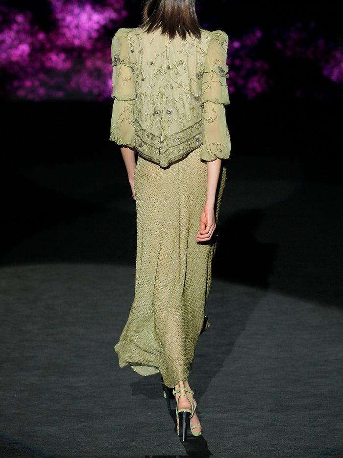 Hannibal laguna LOOK 8 HALADA Y HANAWA | Blusa y falda en gasa bordada 2025