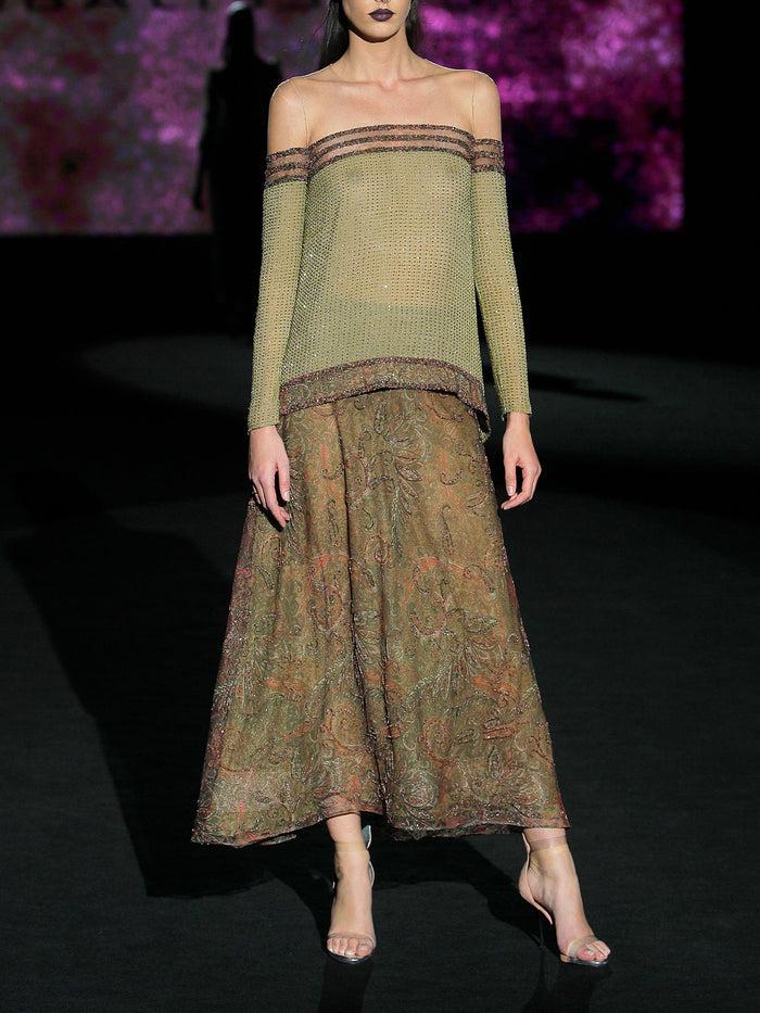 Hannibal laguna LOOK 9 HAILOA Y HANY | Blusón y falda en gasa bordada En línea