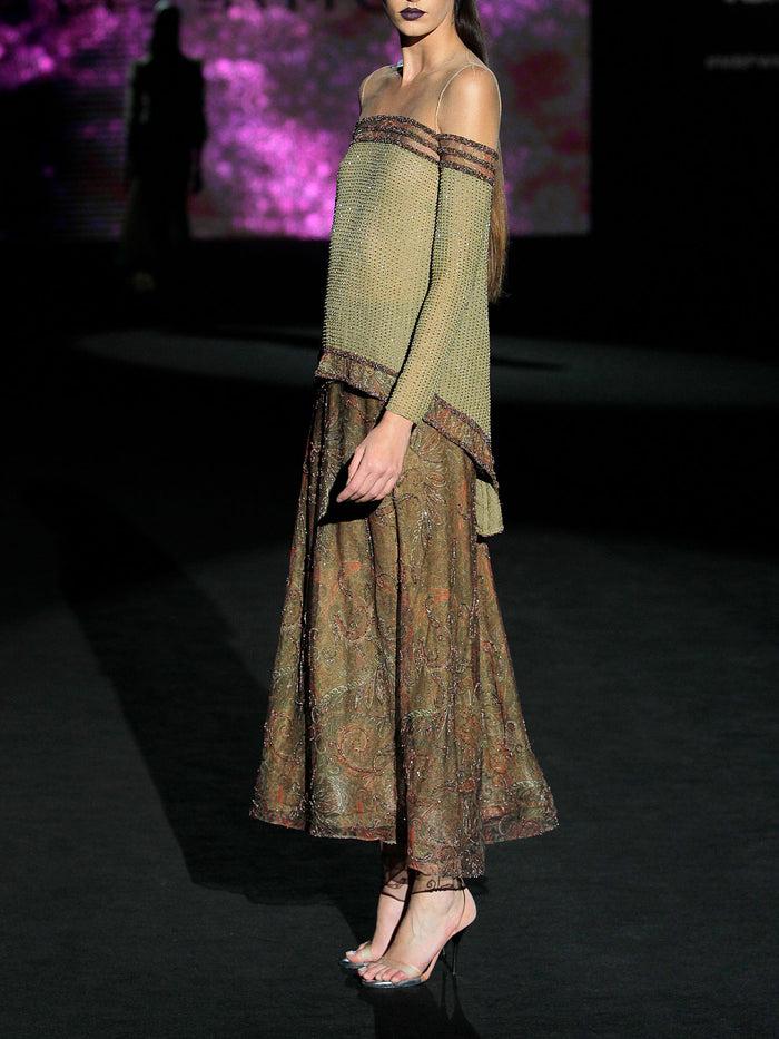 Hannibal laguna LOOK 9 HAILOA Y HANY | Blusón y falda en gasa bordada En línea