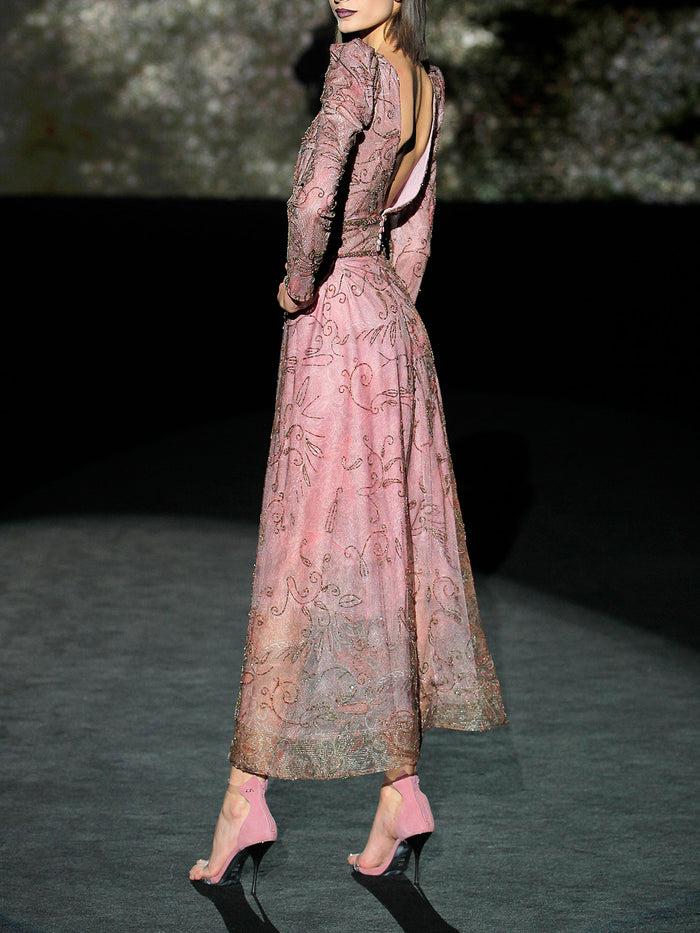 Hannibal laguna LOOK 12 HALBATRUS | Vestido en tul tatoo bordado con fondo rosa Rebajas