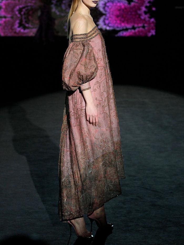 Hannibal laguna LOOK 13 HIDANKA | Vestido en tul tatoo bordado con fondo rosa Ofertas