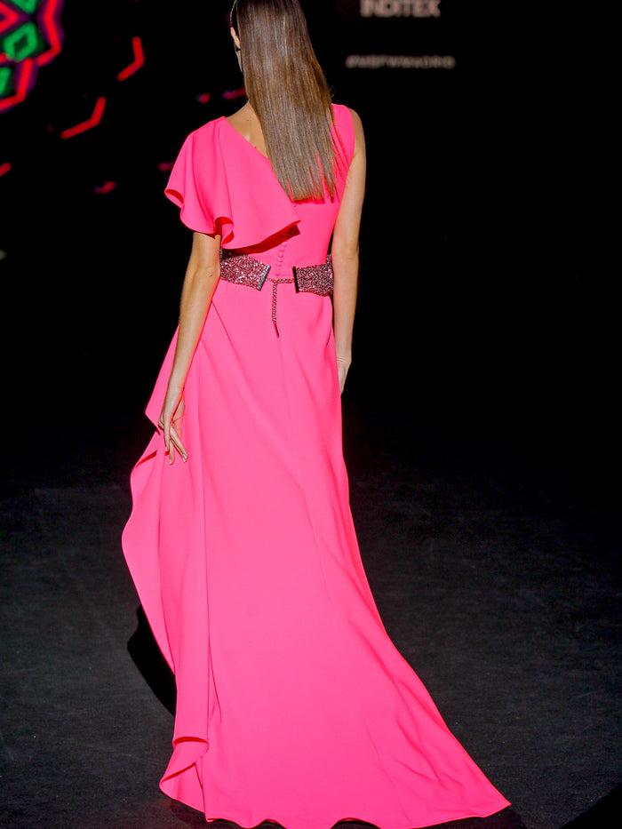 Hannibal laguna LOOK 19 IDANKO | Vestido de fiesta largo en crepe coral y nude Promoción trimestral