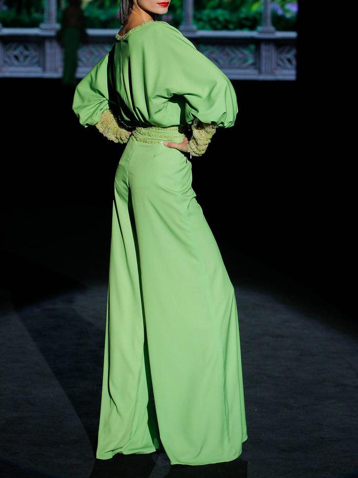 Hannibal laguna LOOK 10 GATSBY Y GEM | Blusa y Pantalon en satín color manzana En oferta