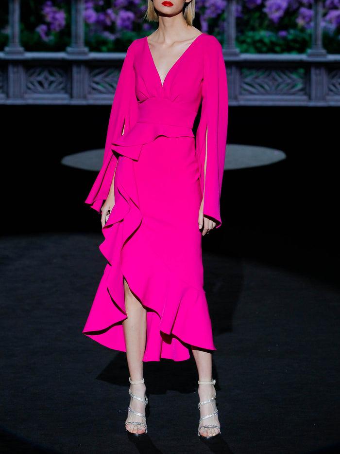 Hannibal laguna LOOK 13 GAVIRIA | Vestido de fiesta en crepe color fucsia Oferta exclusiva