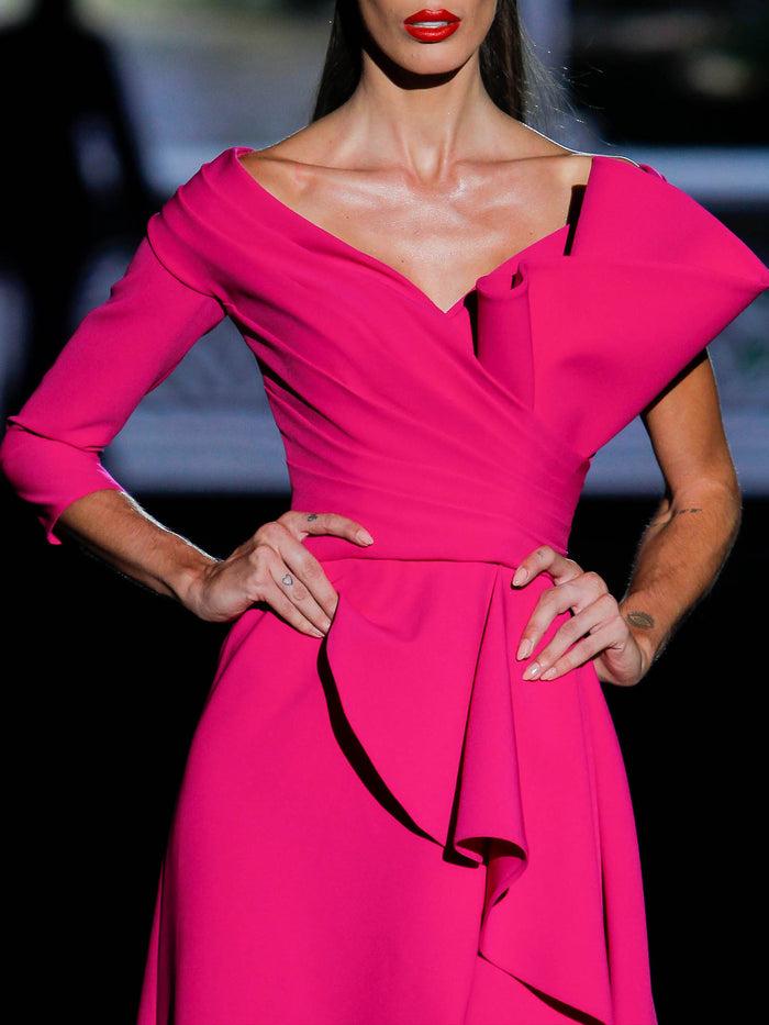Hannibal laguna LOOK 14 GARDELIS | Vestido largo en crepe color fucsia Última moda