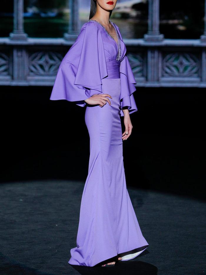 Hannibal laguna LOOK 15 GILMORE | Vestido en satín color lavanda con falda sirena Descuento por venta flash
