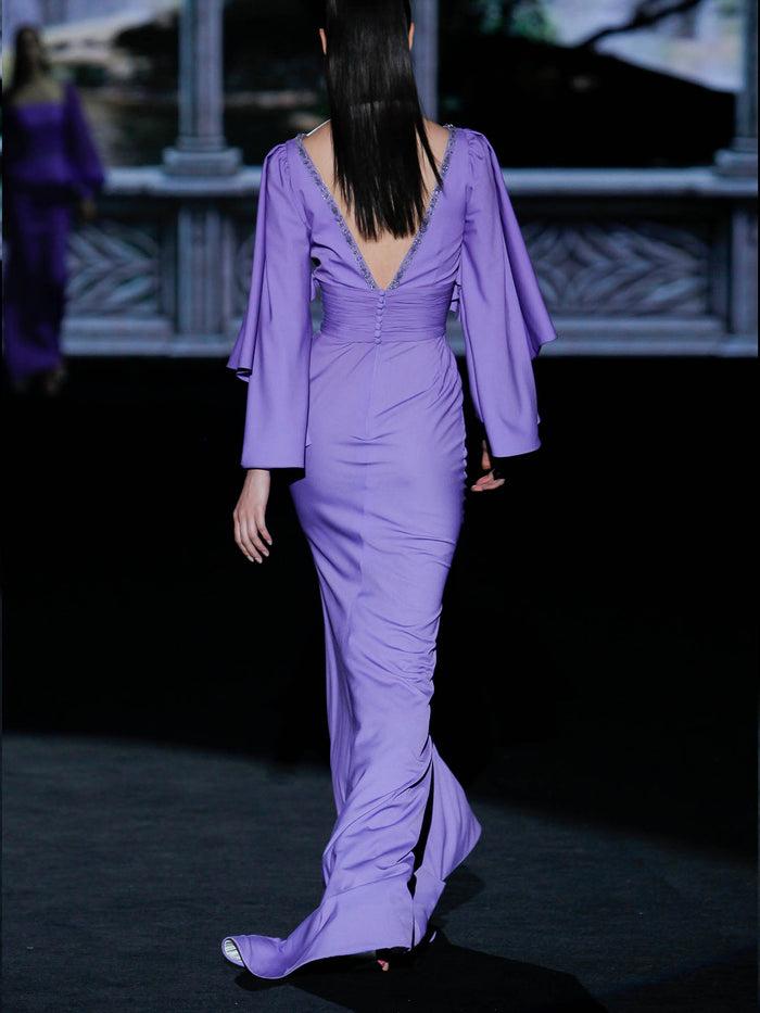 Hannibal laguna LOOK 15 GILMORE | Vestido en satín color lavanda con falda sirena Descuento por venta flash