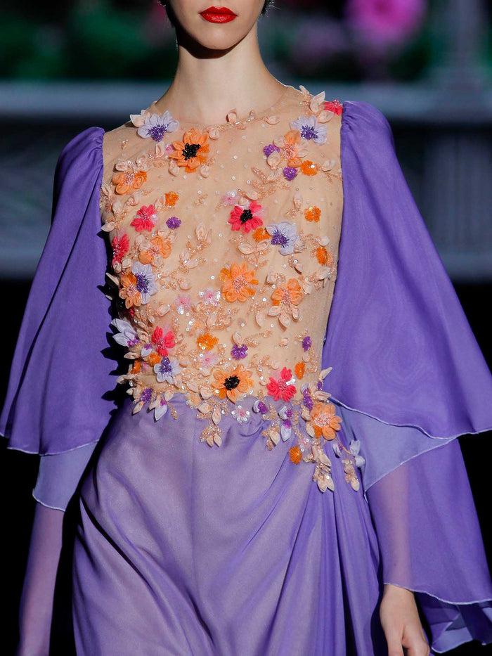 Hannibal laguna LOOK 20 GIANY | Vestido de gasa lavanda con t-shirt bordada en cristal Grandes ahorros