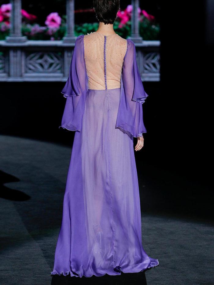 Hannibal laguna LOOK 20 GIANY | Vestido de gasa lavanda con t-shirt bordada en cristal Grandes ahorros